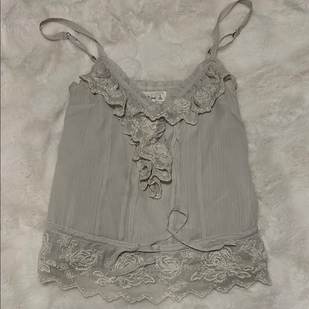 Abercrombie & Fitch Gray Ruffled Tie Front Camisole